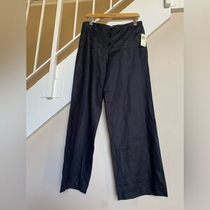 Black Wide-Leg Pants. 100%. Linen. Max  Edition